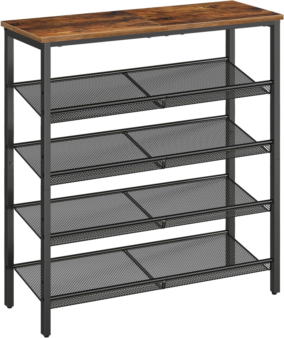 5-Tier Shoe Organiser with Adjustable Mesh Shelves, 16-20 Pairs - Rustic Brown
